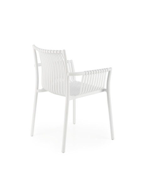 K492 Krzesło Białe Polipropylen z Podłokietnikami - Prosta Elegancja