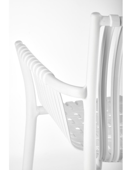 K492 Krzesło Białe Polipropylen z Podłokietnikami - Prosta Elegancja
