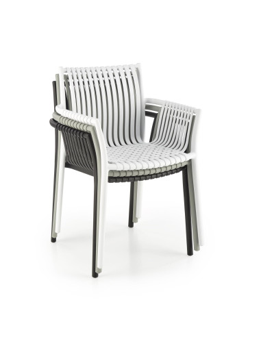 K492 Krzesło Białe Polipropylen z Podłokietnikami - Prosta Elegancja