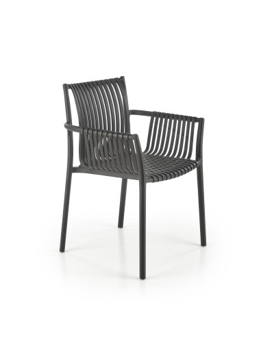 K492 Krzesło Czarne Polipropylen z Podłokietnikami - Prosta Elegancja