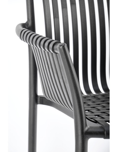K492 Krzesło Czarne Polipropylen z Podłokietnikami - Prosta Elegancja