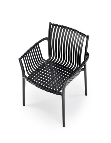 K492 Krzesło Czarne Polipropylen z Podłokietnikami - Prosta Elegancja