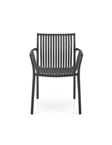 K492 Krzesło Czarne Polipropylen z Podłokietnikami - Prosta Elegancja