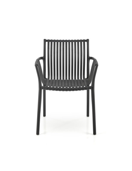 K492 Krzesło Czarne Polipropylen z Podłokietnikami - Prosta Elegancja