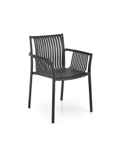 K492 Krzesło Czarne Polipropylen z Podłokietnikami - Prosta Elegancja