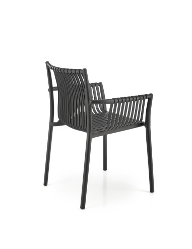 K492 Krzesło Czarne Polipropylen z Podłokietnikami - Prosta Elegancja