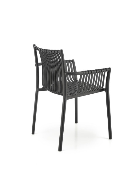 K492 Krzesło Czarne Polipropylen z Podłokietnikami - Prosta Elegancja