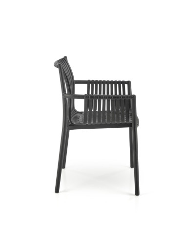 K492 Krzesło Czarne Polipropylen z Podłokietnikami - Prosta Elegancja