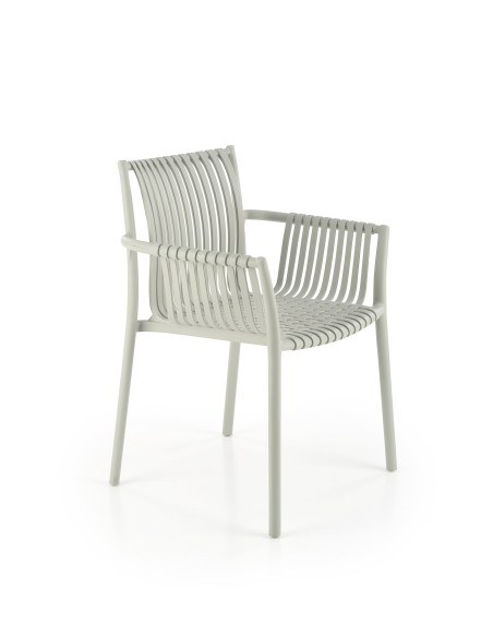 K492 Krzesło Popielate Polipropylen z Podłokietnikami - Prosta Elegancja