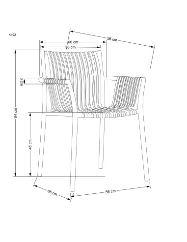 K492 Krzesło Popielate Polipropylen z Podłokietnikami - Prosta Elegancja