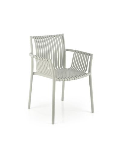 K492 Krzesło Popielate Polipropylen z Podłokietnikami - Prosta Elegancja