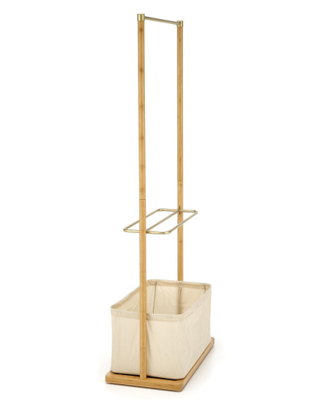WU-31 Wieszak 60/35/166 cm z Pojemnikiem Beż/Złoty/Drewno Bambusowe