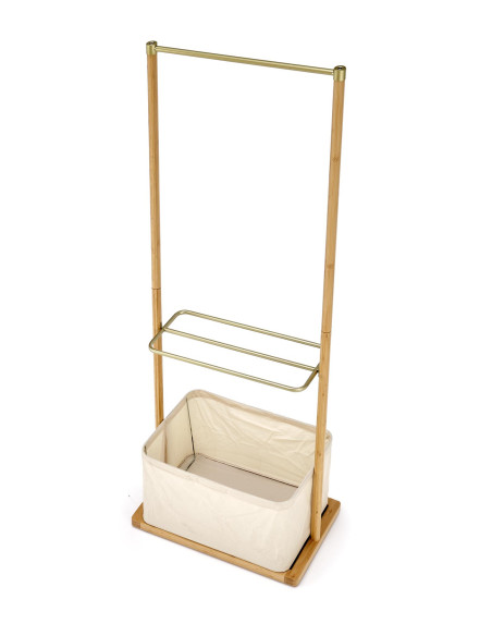 WU-31 Wieszak 60/35/166 cm z Pojemnikiem Beż/Złoty/Drewno Bambusowe