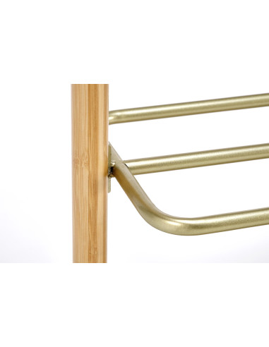 WU-31 Wieszak 60/35/166 cm z Pojemnikiem Beż/Złoty/Drewno Bambusowe