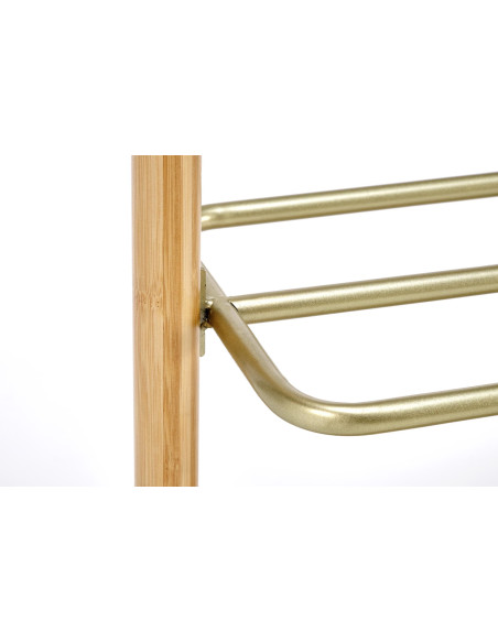 WU-31 Wieszak 60/35/166 cm z Pojemnikiem Beż/Złoty/Drewno Bambusowe