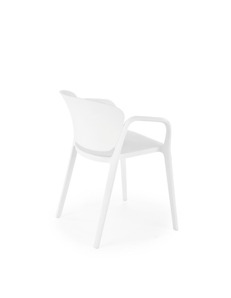 K491 Krzesło Białe Polipropylen z Podłokietnikami - Lekkość i Styl