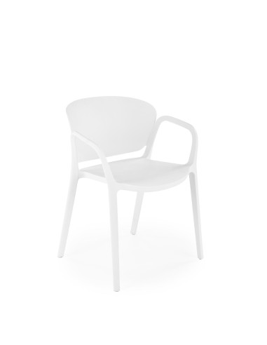 K491 Krzesło Białe Polipropylen z Podłokietnikami - Lekkość i Styl