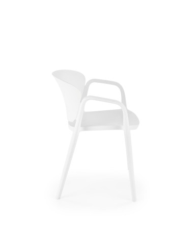 K491 Krzesło Białe Polipropylen z Podłokietnikami - Lekkość i Styl