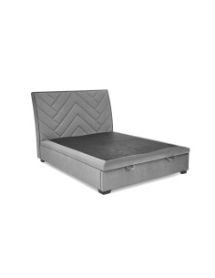 CONTINENTAL 160x200 cm Łóżko z Pojemnikiem na Pościel Popiel Velvet/Drewno Lite
