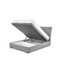 CONTINENTAL 160x200 cm Łóżko z Pojemnikiem na Pościel Popiel Velvet/Drewno Lite 2