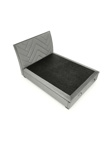 CONTINENTAL 160x200 cm Łóżko z Pojemnikiem na Pościel Popiel Velvet/Drewno Lite