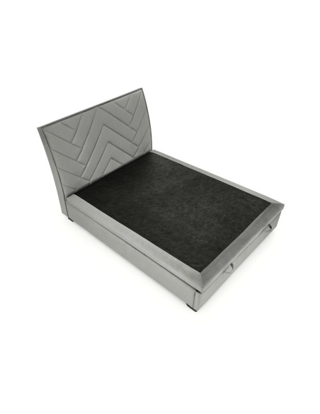 CONTINENTAL 160x200 cm Łóżko z Pojemnikiem na Pościel Popiel Velvet/Drewno Lite