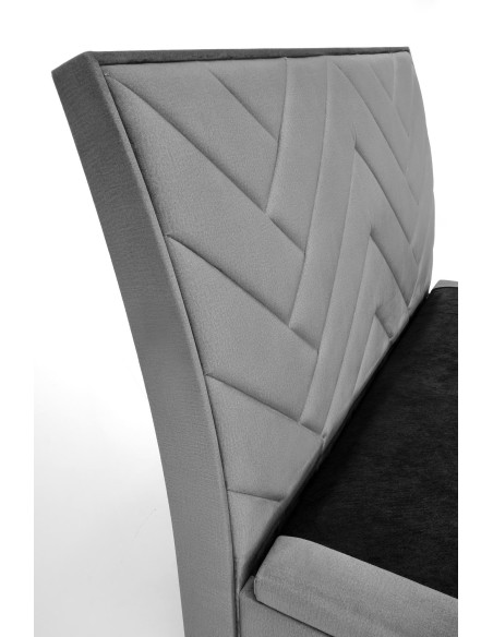 CONTINENTAL 160x200 cm Łóżko z Pojemnikiem na Pościel Popiel Velvet/Drewno Lite