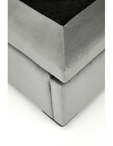 CONTINENTAL 160x200 cm Łóżko z Pojemnikiem na Pościel Popiel Velvet/Drewno Lite