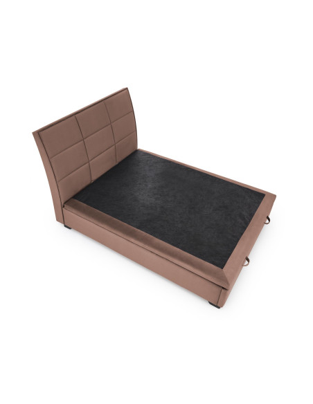 CONTINENTAL 160x200 cm Łóżko z Pojemnikiem na Pościel Beżowe Velvet/Drewno