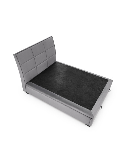 CONTINENTAL 160x200 cm Łóżko z Pojemnikiem na Pościel Popiel Velvet/Drewno Lite