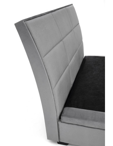 CONTINENTAL 160x200 cm Łóżko z Pojemnikiem na Pościel Popiel Velvet/Drewno Lite