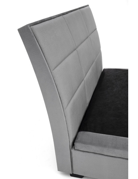 CONTINENTAL 160x200 cm Łóżko z Pojemnikiem na Pościel Popiel Velvet/Drewno Lite