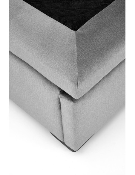 CONTINENTAL 160x200 cm Łóżko z Pojemnikiem na Pościel Popiel Velvet/Drewno Lite