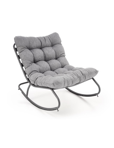 GATTO Fotel Pikowany Popielaty Tkanina/Stal - Miękki i Komfortowy