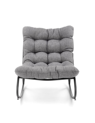 GATTO Fotel Pikowany Popielaty Tkanina/Stal - Miękki i Komfortowy