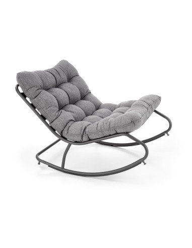 GATTO Fotel Pikowany Popielaty Tkanina/Stal - Miękki i Komfortowy