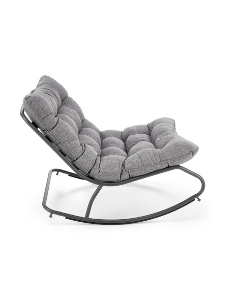 GATTO Fotel Pikowany Popielaty Tkanina/Stal - Miękki i Komfortowy