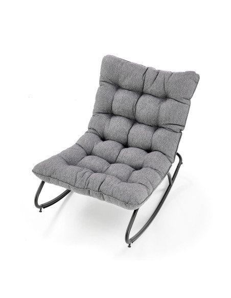 GATTO Fotel Pikowany Popielaty Tkanina/Stal - Miękki i Komfortowy