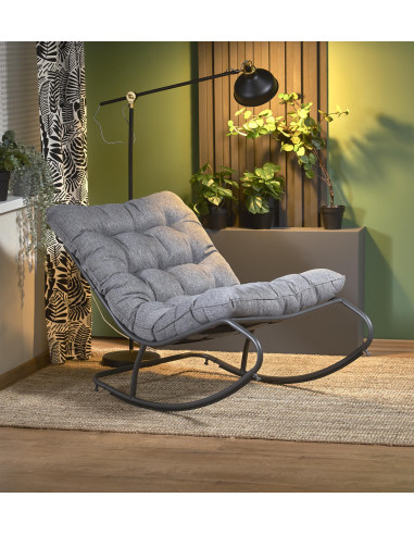 GATTO Fotel Pikowany Popielaty Tkanina/Stal - Miękki i Komfortowy