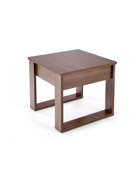 NEA Kwadratowa Ława z Szufladą Ciemny Orzech 60x60cm - Ciepło i Styl