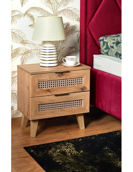 BORNEO Szafka Nocna Dąb Artisan 50x34x52cm - Stylowy Akcent w Sypialni