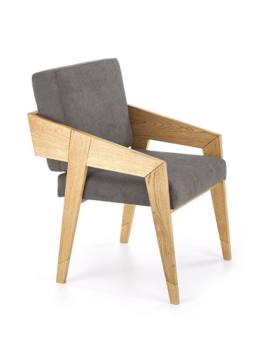 FREEDOM Fotel Drewno Dębowe Ciemny Popiel 61x67x90cm - Naturalny Styl