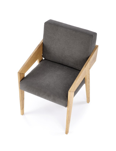 FREEDOM Fotel Drewno Dębowe Ciemny Popiel 61x67x90cm - Naturalny Styl