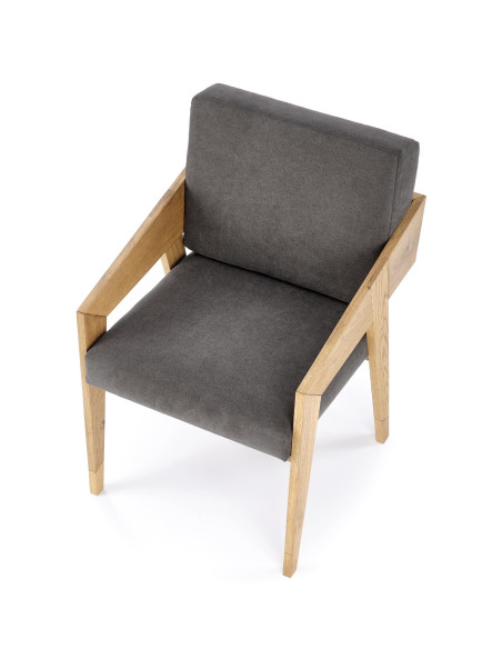 FREEDOM Fotel Drewno Dębowe Ciemny Popiel 61x67x90cm - Naturalny Styl