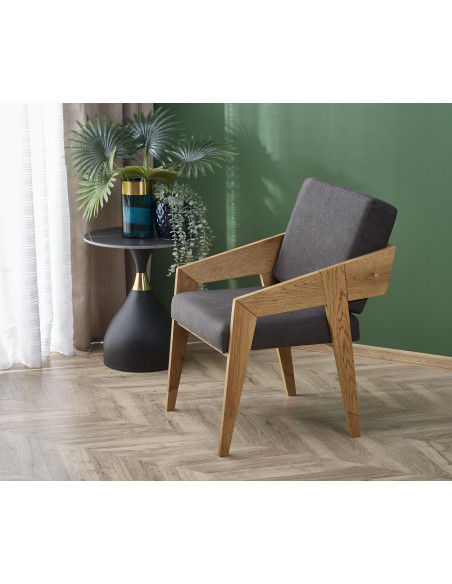 FREEDOM Fotel Drewno Dębowe Ciemny Popiel 61x67x90cm - Naturalny Styl