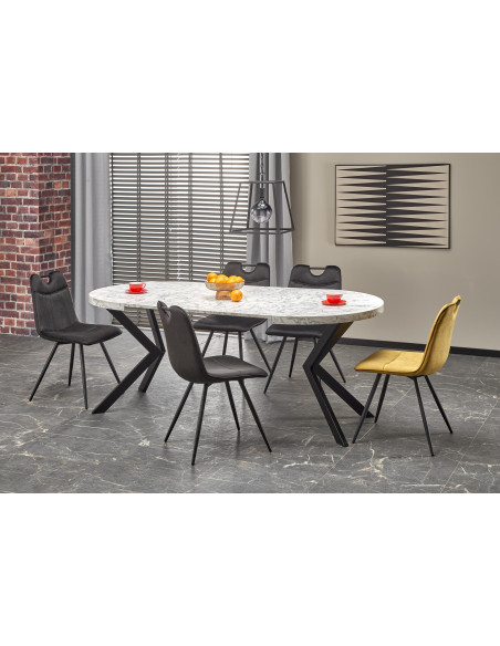 PERONI Stół Rozkładany Biały Marmur Fi100-250cm - Luksus i Funkcjonalność