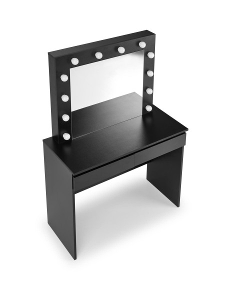 HOLLYWOOD Toaletka z Oświetleniem LED Czarna 94x43x140cm - Blask i Komfort