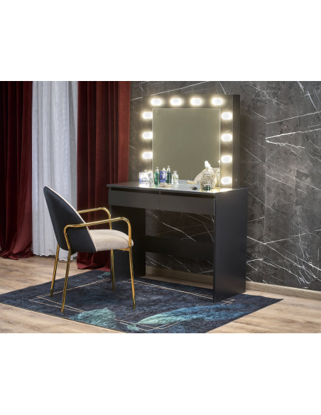 HOLLYWOOD Toaletka z Oświetleniem LED Czarna 94x43x140cm - Blask i Komfort