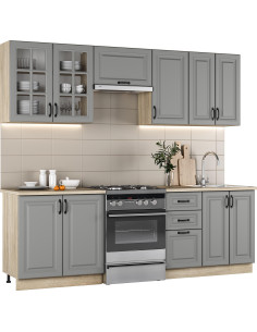 ELIZABETH Zestaw Kuchenny 240cm Popielaty/Dąb Sonoma