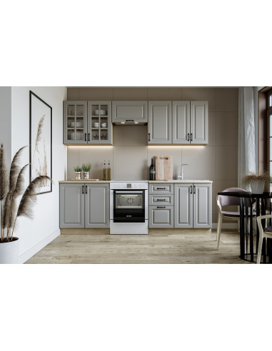 ELIZABETH Zestaw Kuchenny 240cm Popielaty/Dąb Sonoma